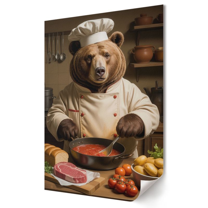 Plakat na ścianę Wallfluent Format A3 Niedźwiedź kucharz Formacja Artystyczna ZeroOne 1 szt.