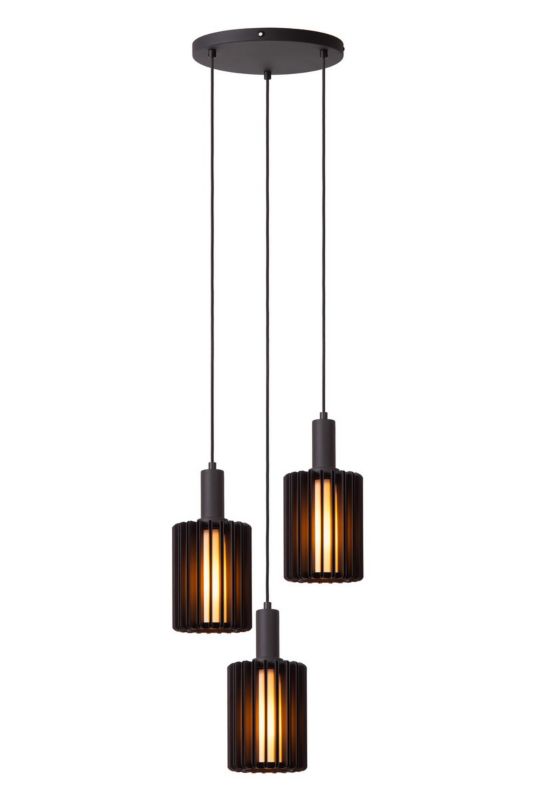 Lampa wisząca aluminiowe lamelki Lucide LAMBRES czarna 3xE27x40W IP20 wym:150x40x40cm - 1 szt.