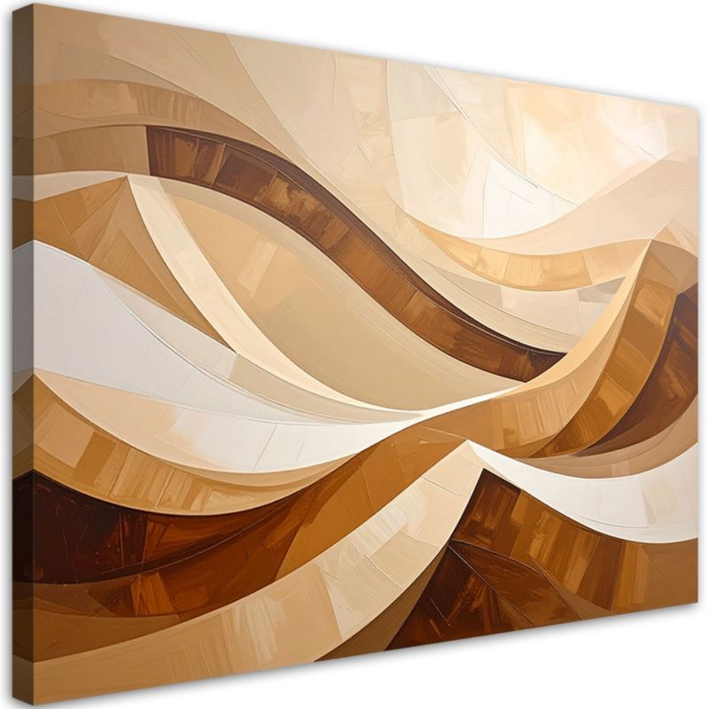 Obraz do salonu sypialni biura loftu Feeby Abstrakcyjne fale pastelowy beżowy 60x40cm 1szt