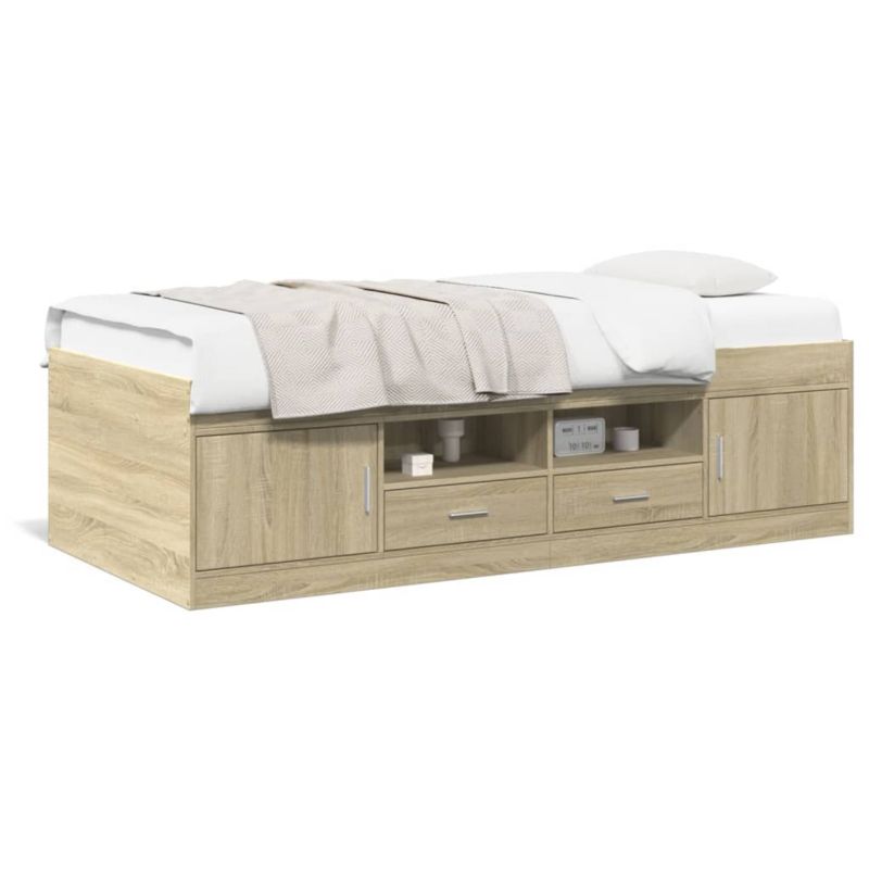 Rama łóżka WaszeMeble 80x200 cm Dąb sonoma drewno z szufladami WM-3280260 1 szt.