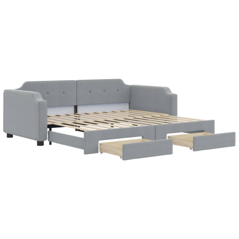 Sofa rozkładana WaszeMeble 90x190 cm Jasnoszary tkanina z szufladami WM-3197680 1 szt.