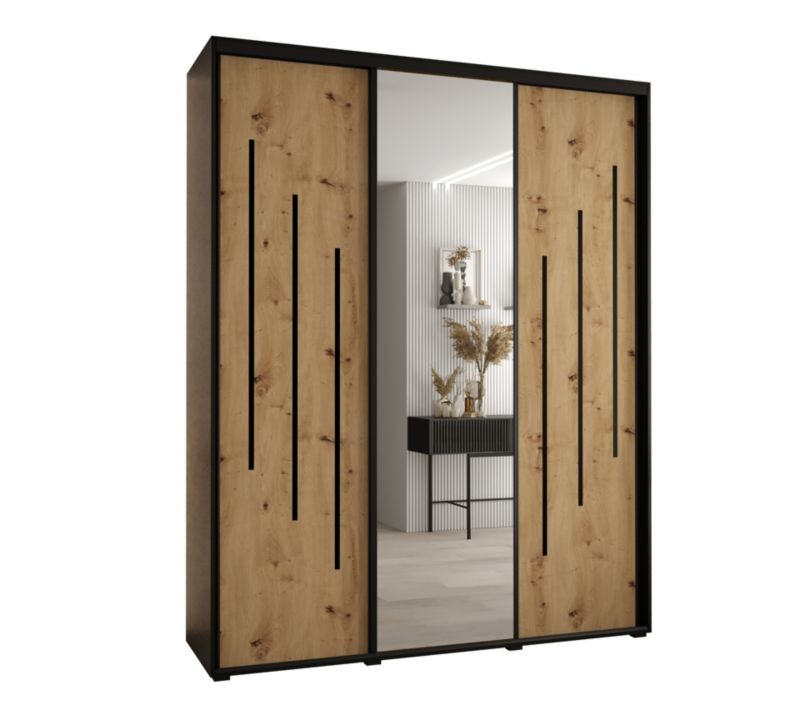 Szafa przesuwna Abiks DAVOS 9 wysoka szer.200cm gł.60cm czarny/artisan/czarny 1szt.