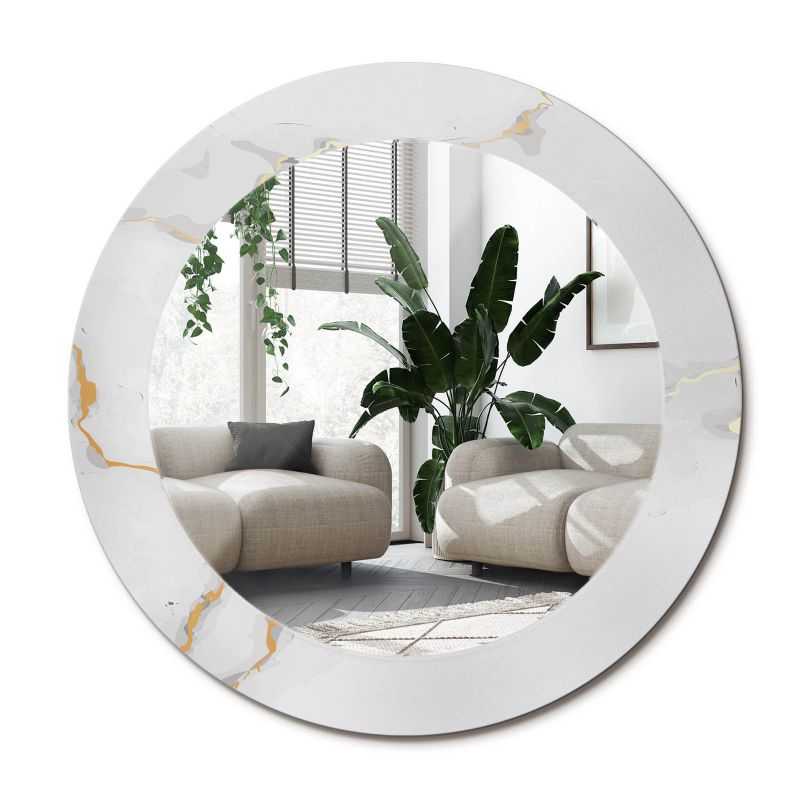 Łazienkowe lustro z ramą Wallfluent fi80 cm Biały marmurek 1 szt.