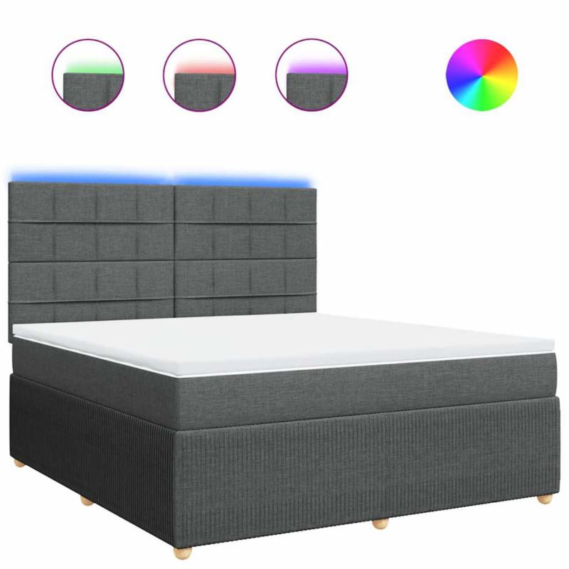 Łóżko z materacem WaszeMeble 180x200 cm Ciemnoszary tkanina z LED WM-3294436 1 szt.