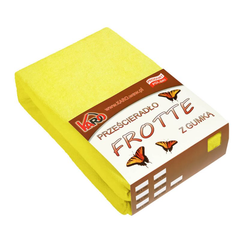 Prześcieradło frotte z gumką KARO 120x200 cytrynowe 1 szt