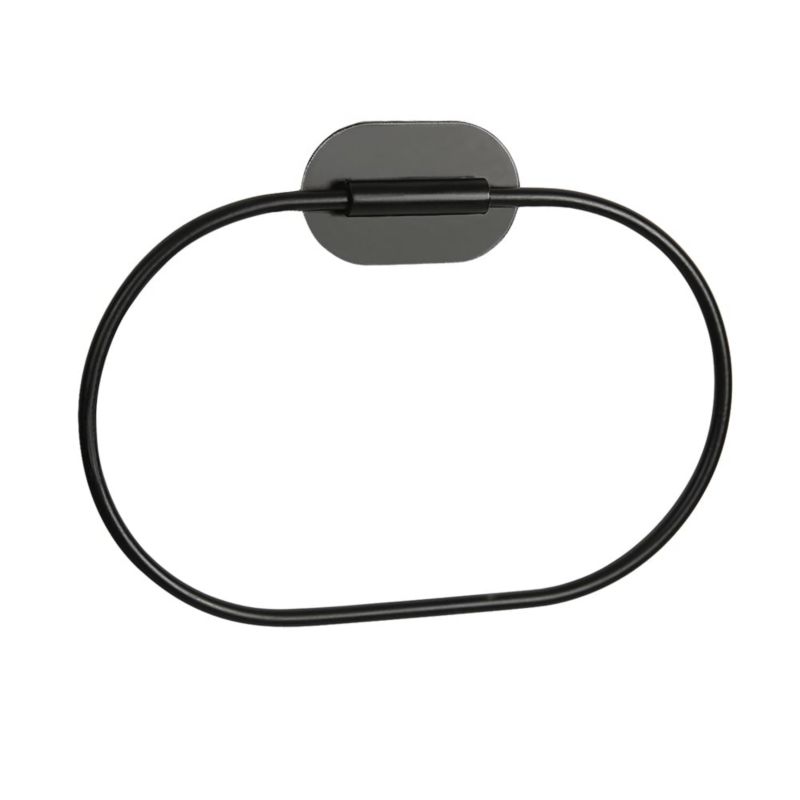 Wieszak na ręcznik Sepio Loft Black owalny czarny matowy stalowy samoprzylepny 1 szt.