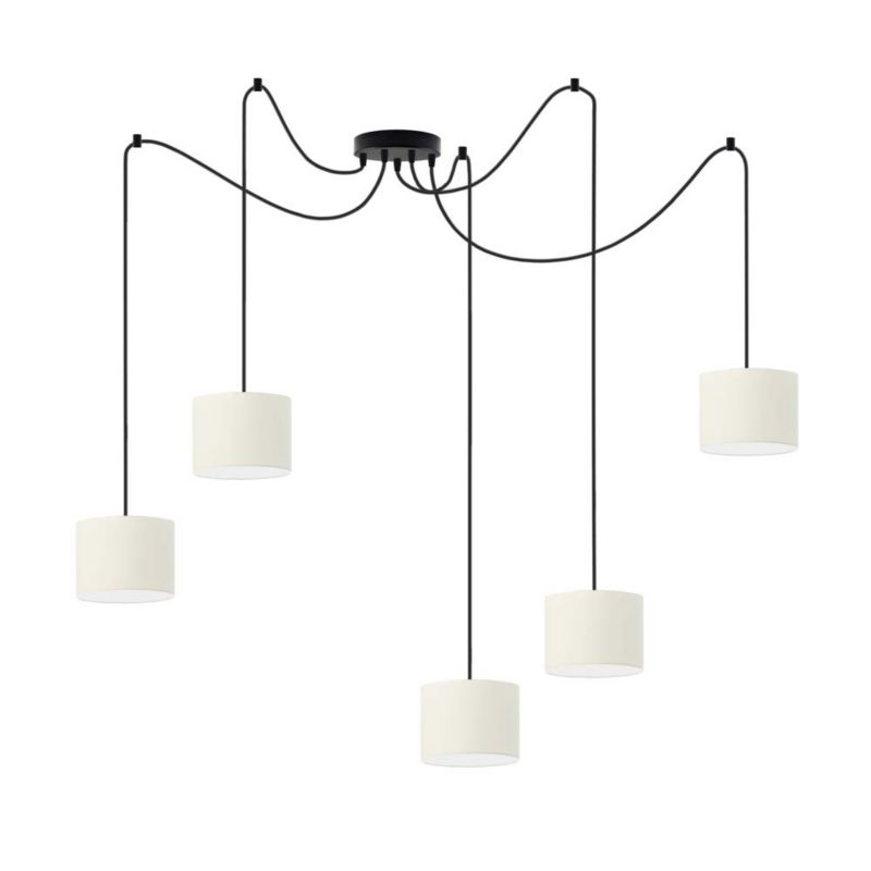 Lampa wisząca zwis Volta Light Factory żyrandol sufitowa pająk z abażurami walec Ecru TANGO Z5 1szt.