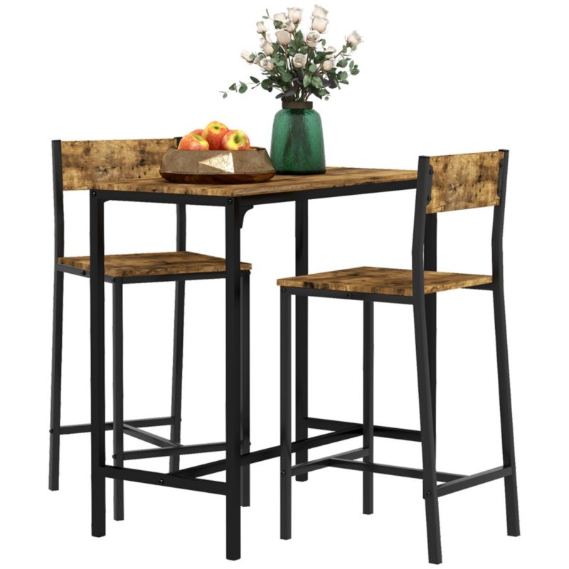 Zestaw mebli barowych Artdesign stół 89x45x87cm i 2 krzesła stołki barowe hokery 64-95cm wysokie brąz loft 1 kpl.