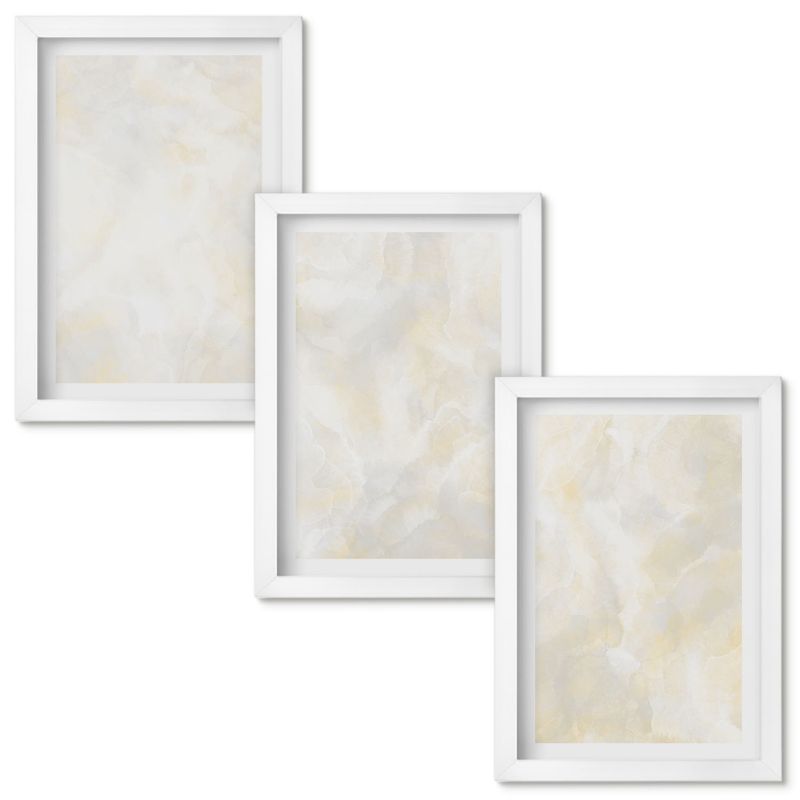 Set Obrazów w Ramie Wallfluent Jasne tekstury farby design Biała rama 20x30cm 3 szt.