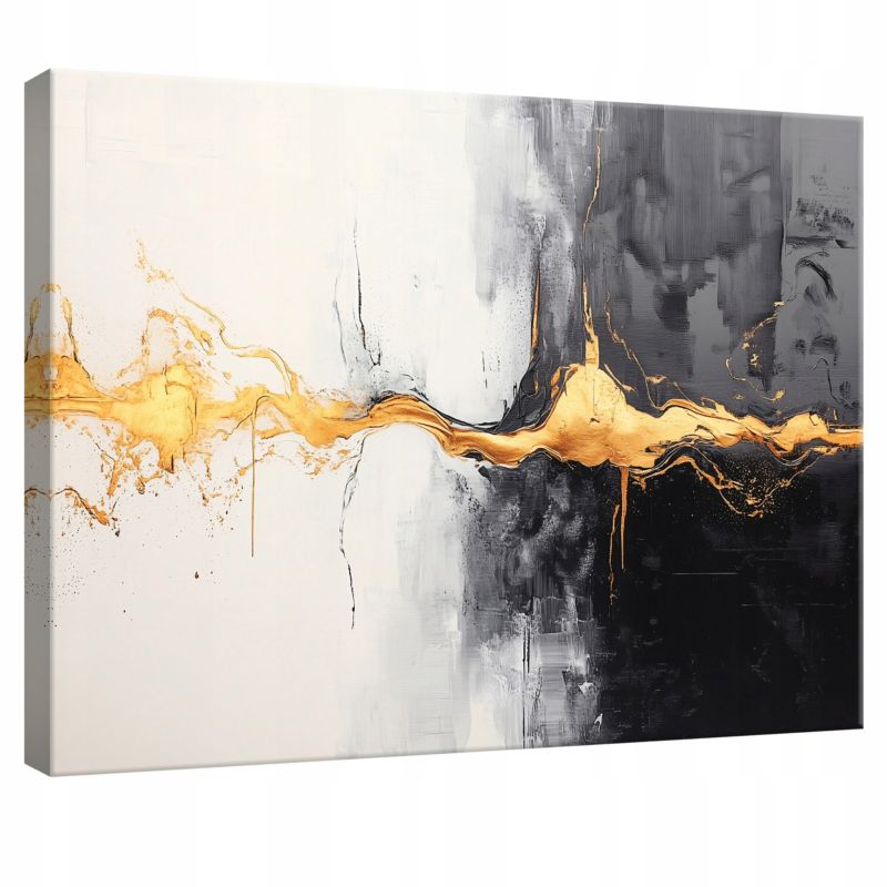 Obraz Na Płótnie WALLARENA 120x80 cm Do Sypialni Salonu Złoto Abstrakcja 1 szt.