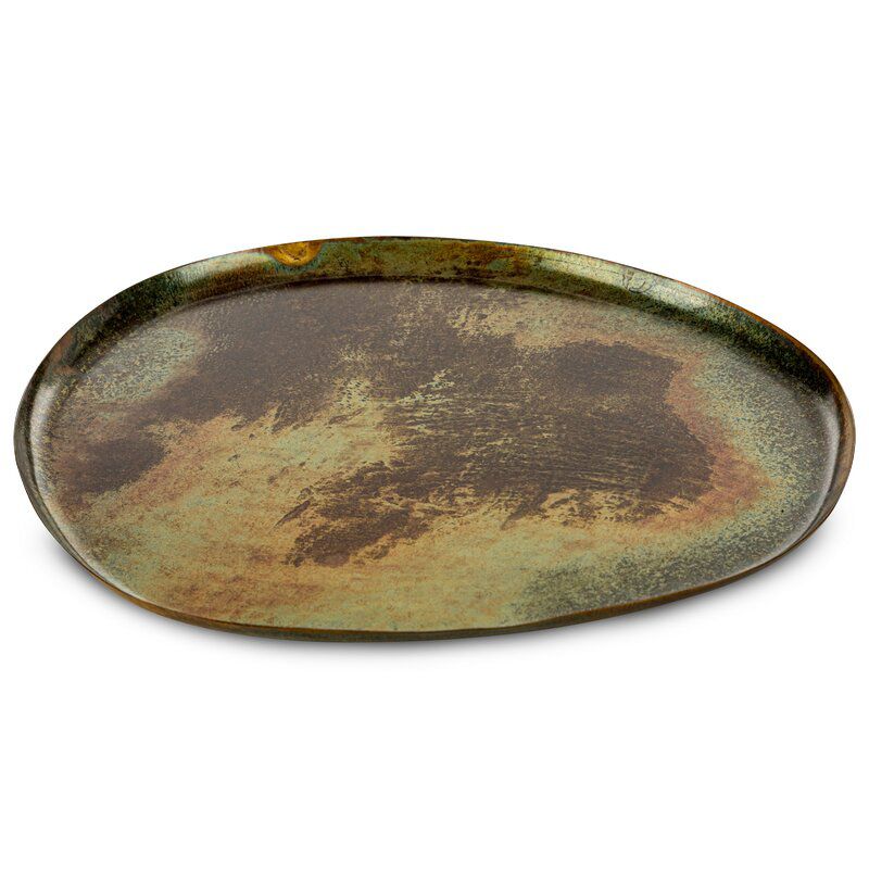 Patera ceramiczna Eurofirany 33 x 28 x 2 cm brązowa zielona 1 szt.