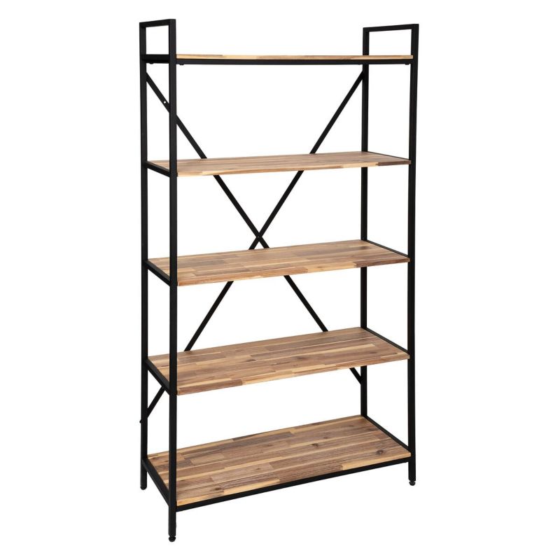 Regał na książki Edena industrialny ATMOSPHERA metalowy półki drewno akacjowe czarny 180 cm 1 szt.