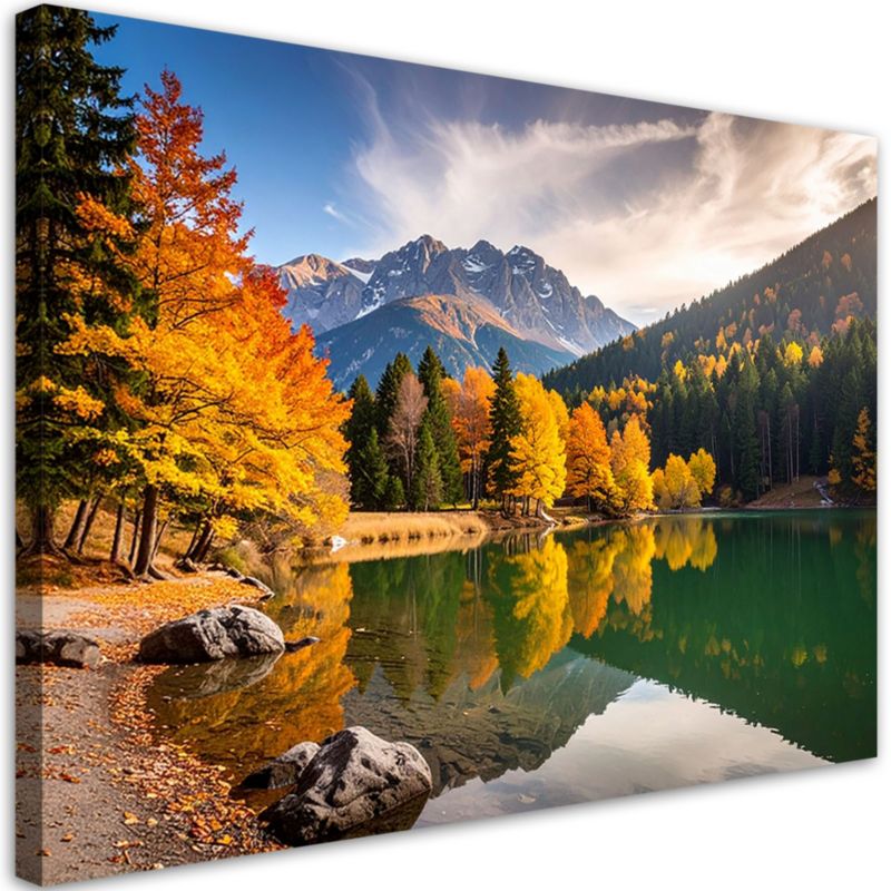 Obraz do salonu sypialni kuchni Feeby Krajobraz jesienny jezioro góry 90x60cm 1szt