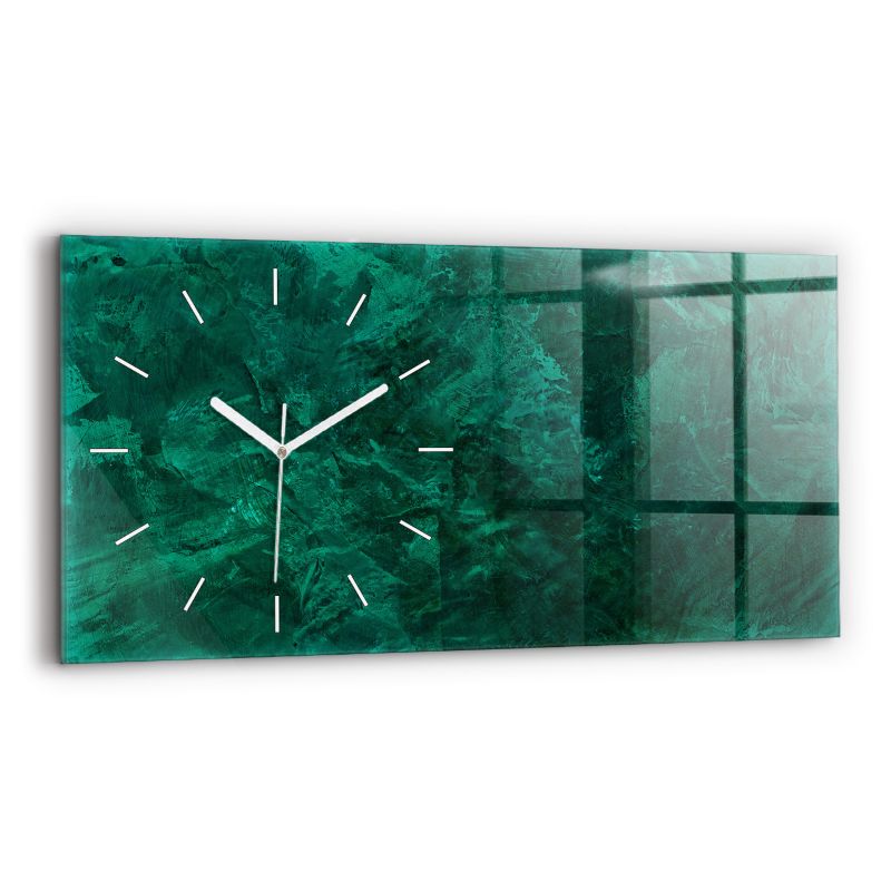 Zegar szklany białe wskazówki Wallfluent 60x30 cm Szmaragdowa ściana 1 szt.