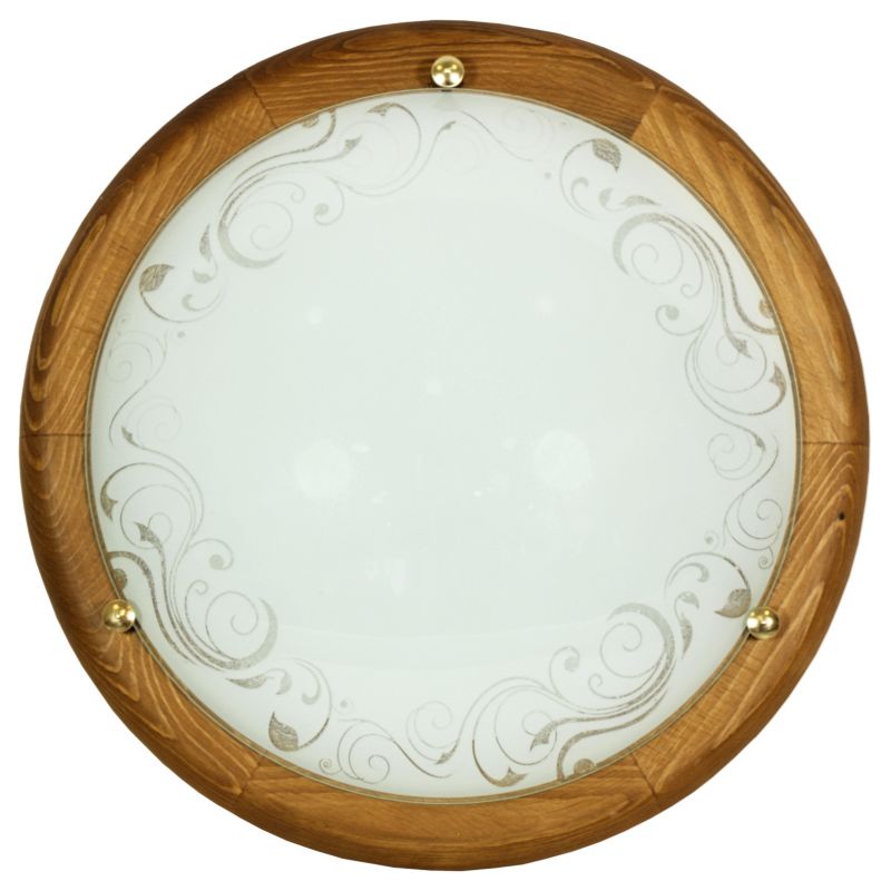Plafon szklany klosz ze wzorem Candellux Herba okrągły 30 cm brązowo-biały 1xE27x60W IP20 - 1 szt.