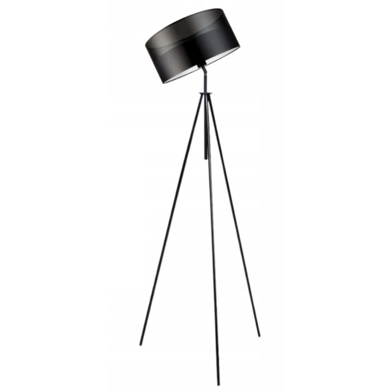 Lampa stojąca Volta Light Factory podłogowa przegubowa regulowana trójnóg z abażurem czarny walec DECO 1szt.