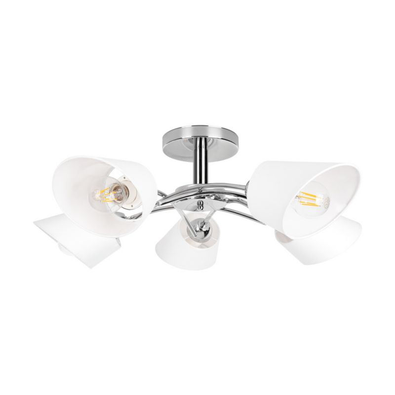 Lampa Sufitowa SPOT Light 5xE27 Max.40W Klasyczna Kombinacja Chromu z Białą Tkaniną, Polski Producent, 1 szt.