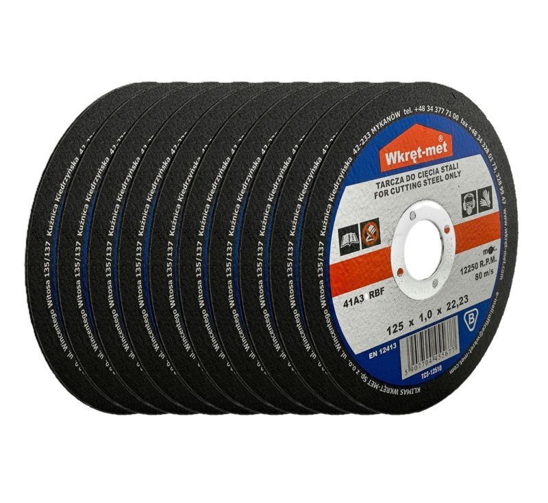 Tarcze do cięcia stali Klimas TCS średnica 125 mm korundowe tnące 10szt