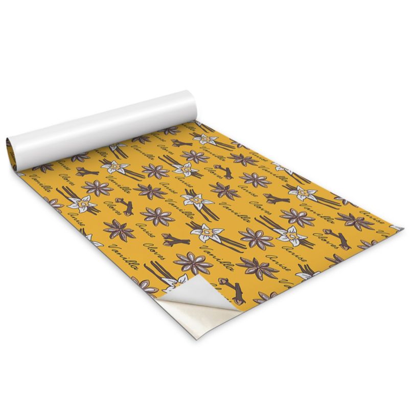Okleina Na Szafki Kuchenne Wallfluent 100x50 cm Żółte motywy wanilii Okleina Do Mebli DIY 1 rol.