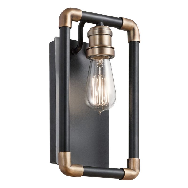 Kinkiet ścienny Kichler Imahn czarno-naturalny mosiądz 1 x E27 x 60W IP20 wym: 30,5 x 17,1 x 10,6 cm - 1 szt.