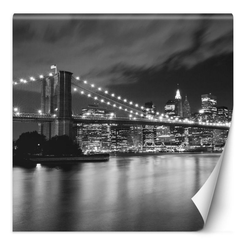 Fototapeta Feeby Most brookliński rozświetlony nocą Nowy Jork 100x100 1 szt
