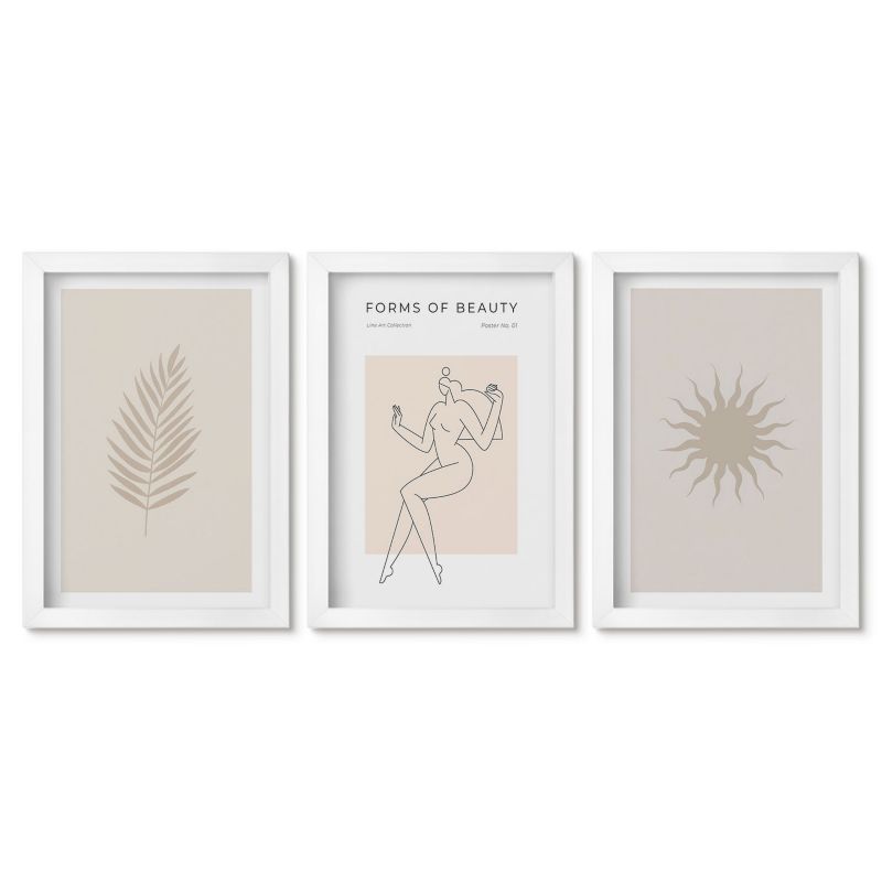 Komplet obrazów biała rama Tulup 20x30 cm Kolekcja minimalistycznych form Galeria ścienna 1 kpl
