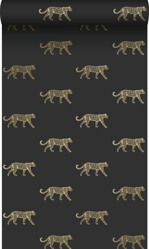 Tapeta Origin Wallcoverings pantery czarnymIzłotym 53 cm x 10.05 m - 1 rol.