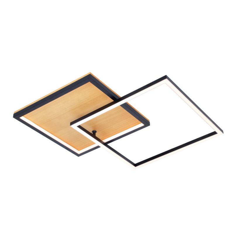 Plafon dwa kwadraty Italux Noris czarny piaskowany kwadratowy 60cm LED 28W biały ciepły 3000K 850lm IP20 - 1 szt.