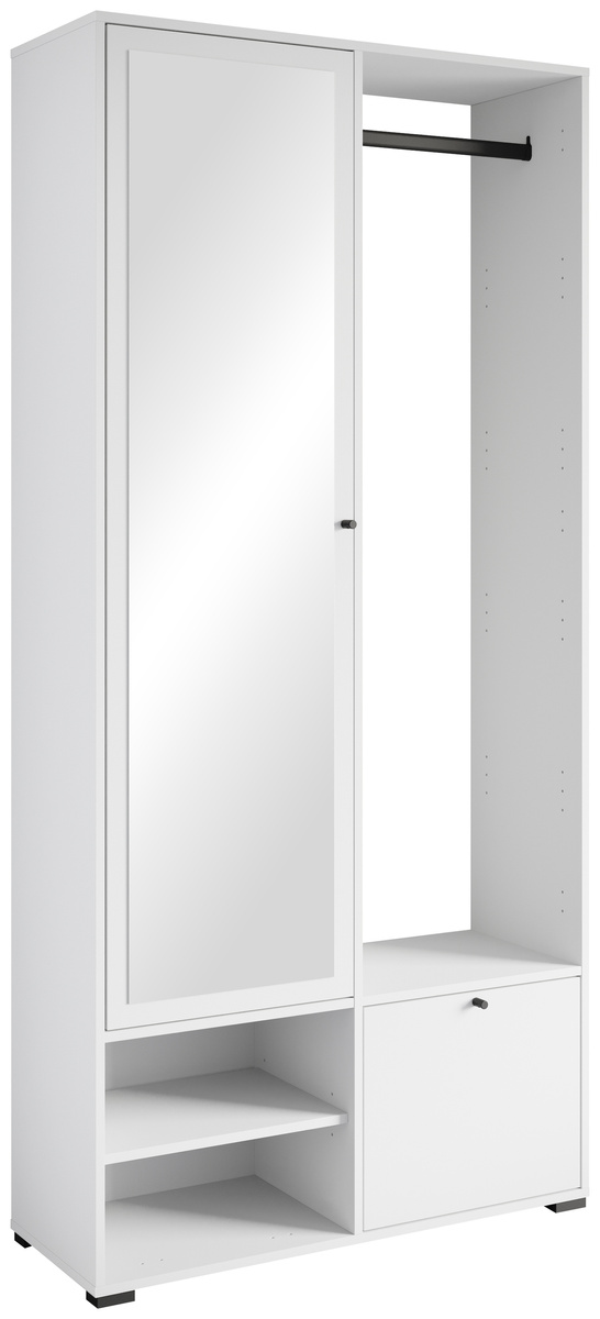 Biała garderoba do przedpokoju z lustrem 90 cm DORANO nowoczesna