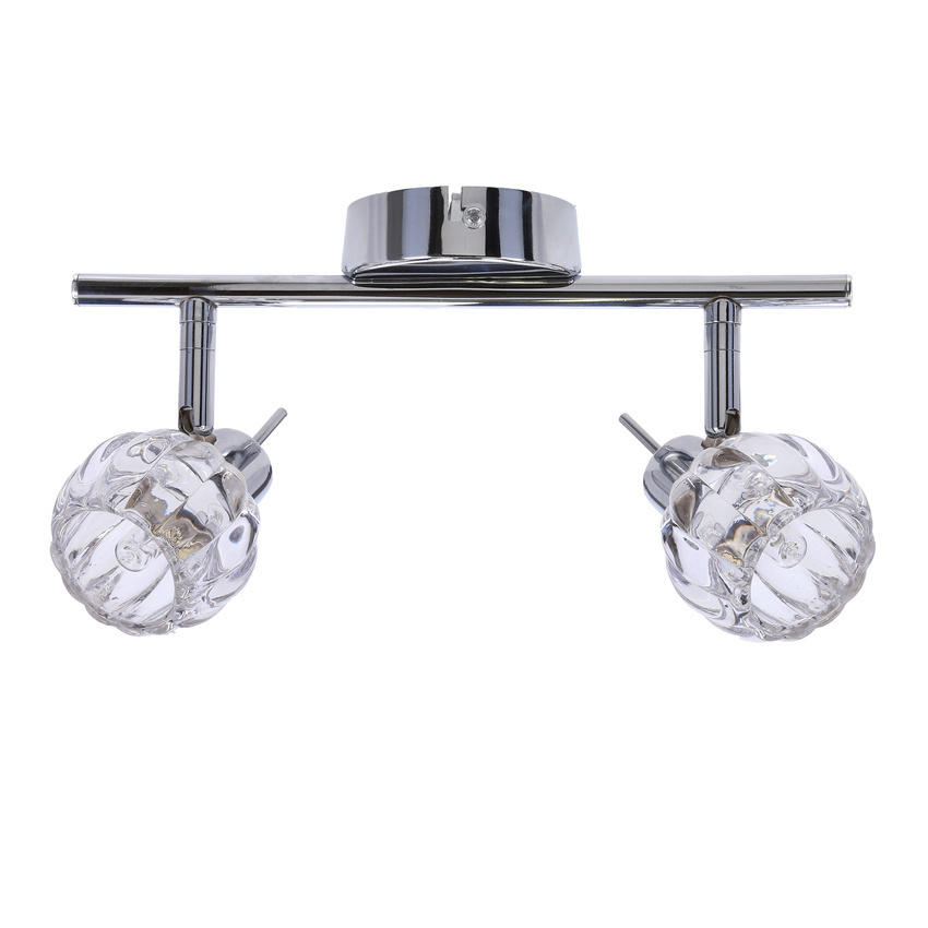 Srebrna lampa ścienna listwa 2xG9 do salonu BOMBOLA metal-szkło