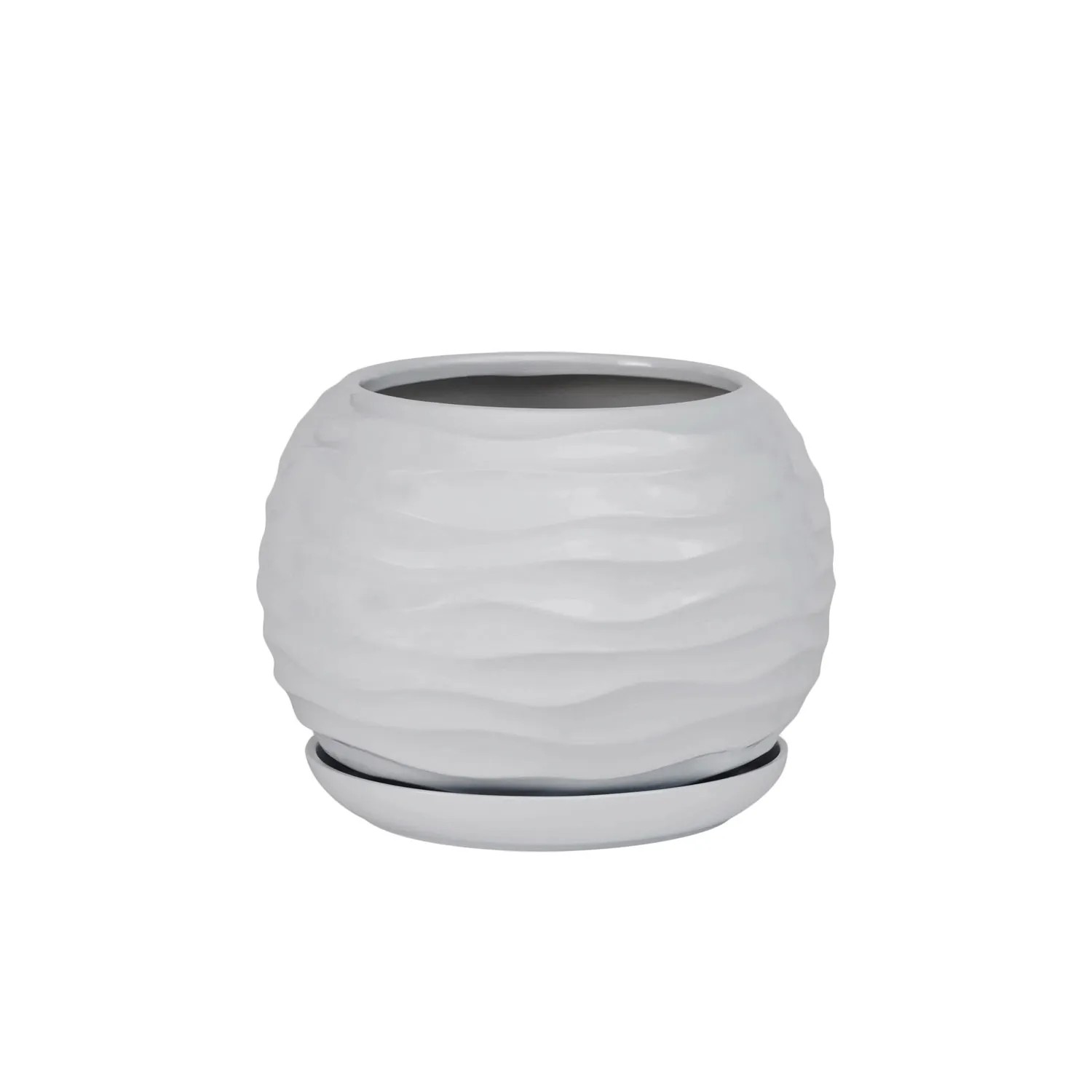 Doniczka z podstawką Kula Duna szary mat - 14 cm