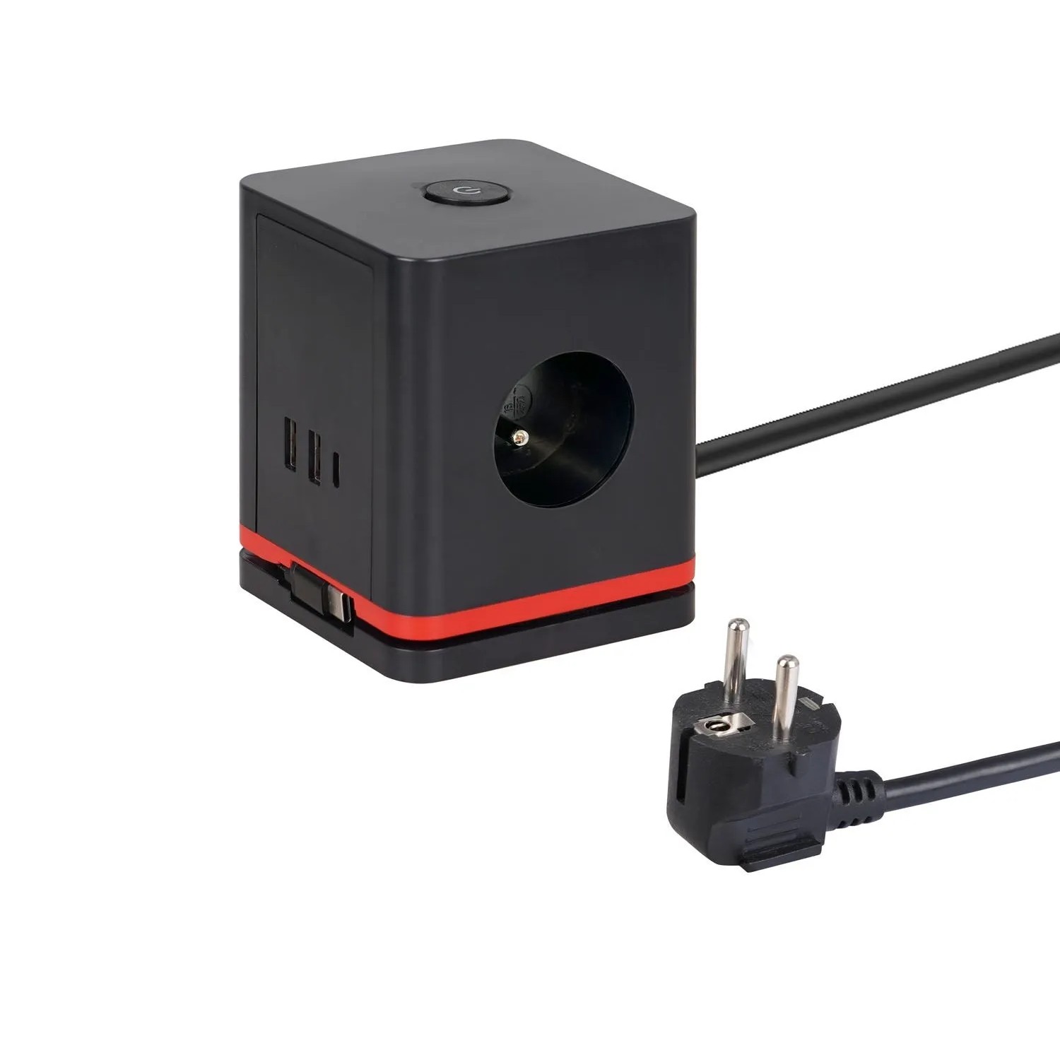 Germina Przedłużacz kostka 3-gniazdowy 2P+Z + 3xUSB 1,4 m czarny