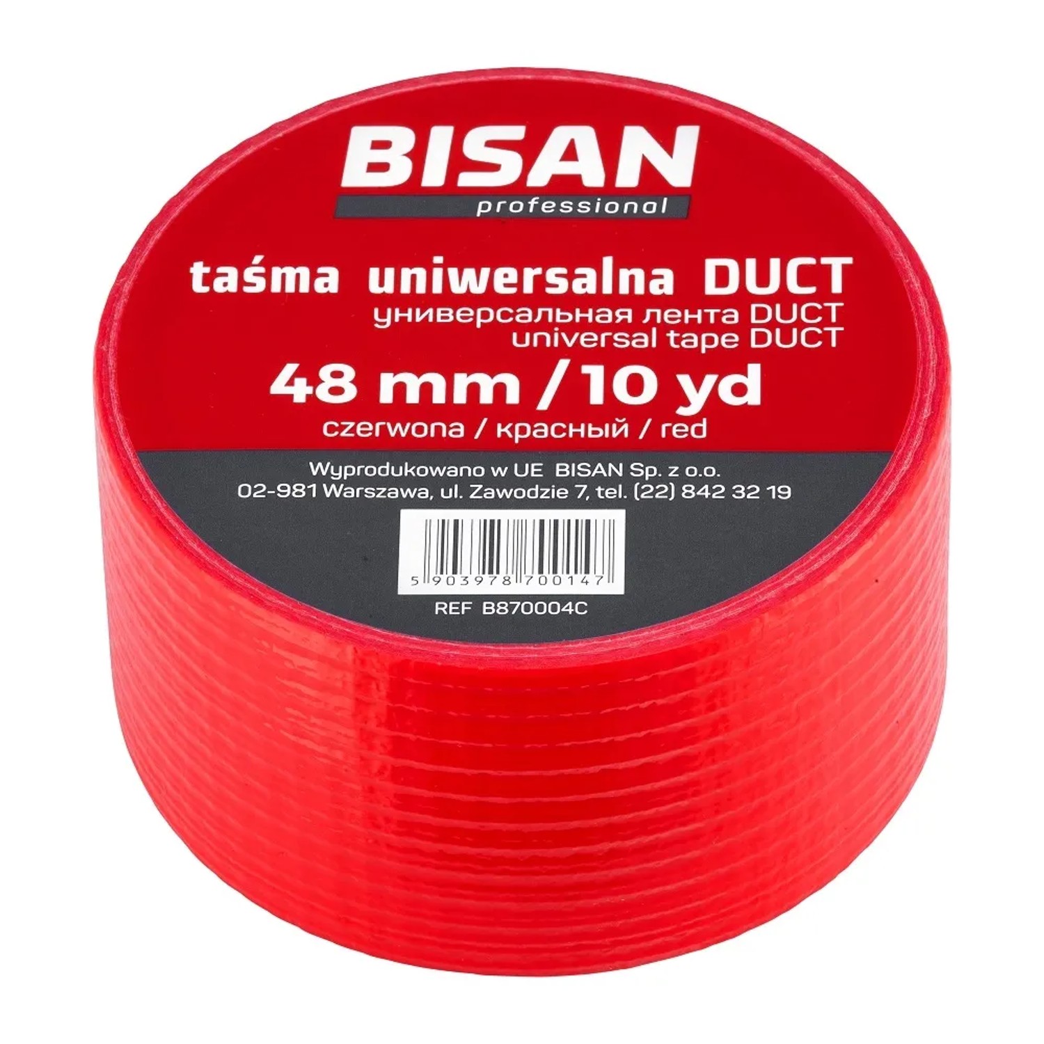 Bisan Taśma izolacyjna DUCT czerwona 48 mm
