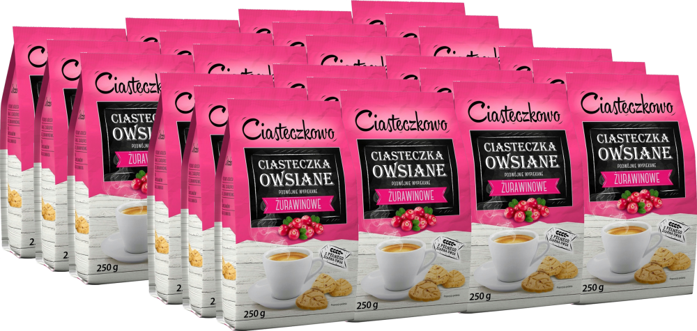 24x Ciasteczka owsiane Sante Ciasteczkowo, żurawina, 250g
