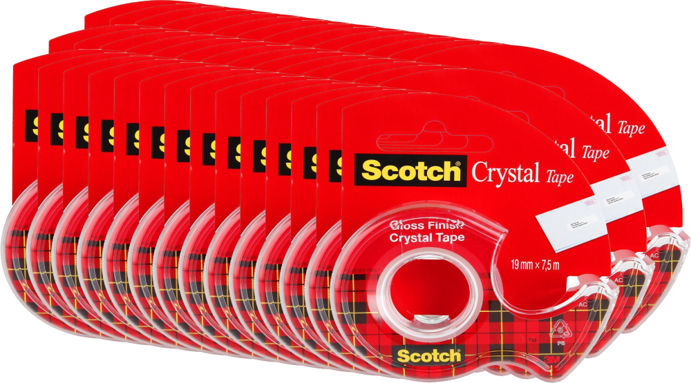 36x Taśma klejąca Scotch Crystal Clear, z podajnikiem, 19mmx7.5m, przezroczysty