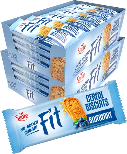 40x Ciasteczka zbożowe Sante Fit, z jagodą, bez cukru, 50g