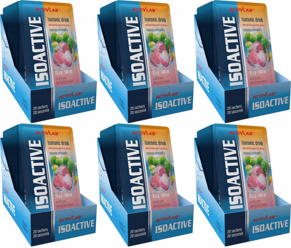 6x Napój izotoniczny Activlab Isoactive, w saszetkach, figa z liczi, 20 sztuk x 31.50g
