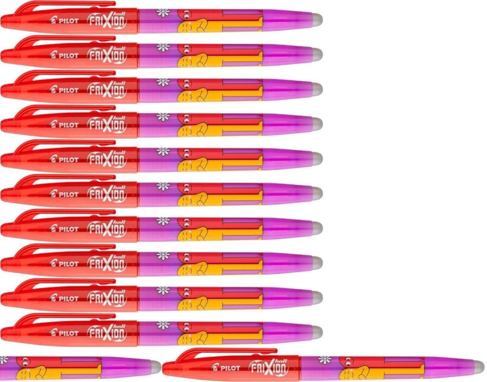 12x Pióro kulkowe wymazywalne Pilot Frixion Ball Friends, 0.7mm, fioletowa obudowa/niebieski wkład