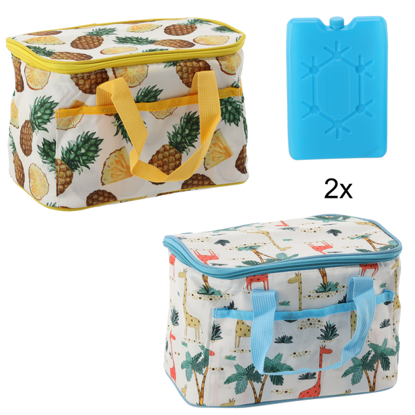 Torba termiczna biała w Ananasy/Żyrafy +2wkłady 25x17cm 1 szt