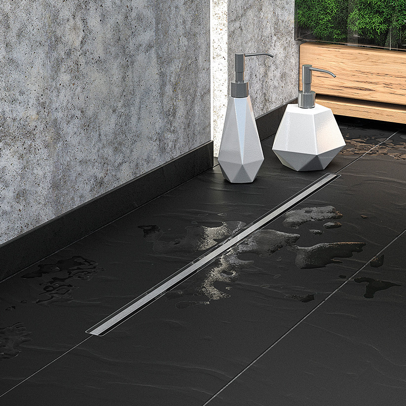Laveo Slim odpływ prysznicowy 90 cm ruszt wąski stal COS290D