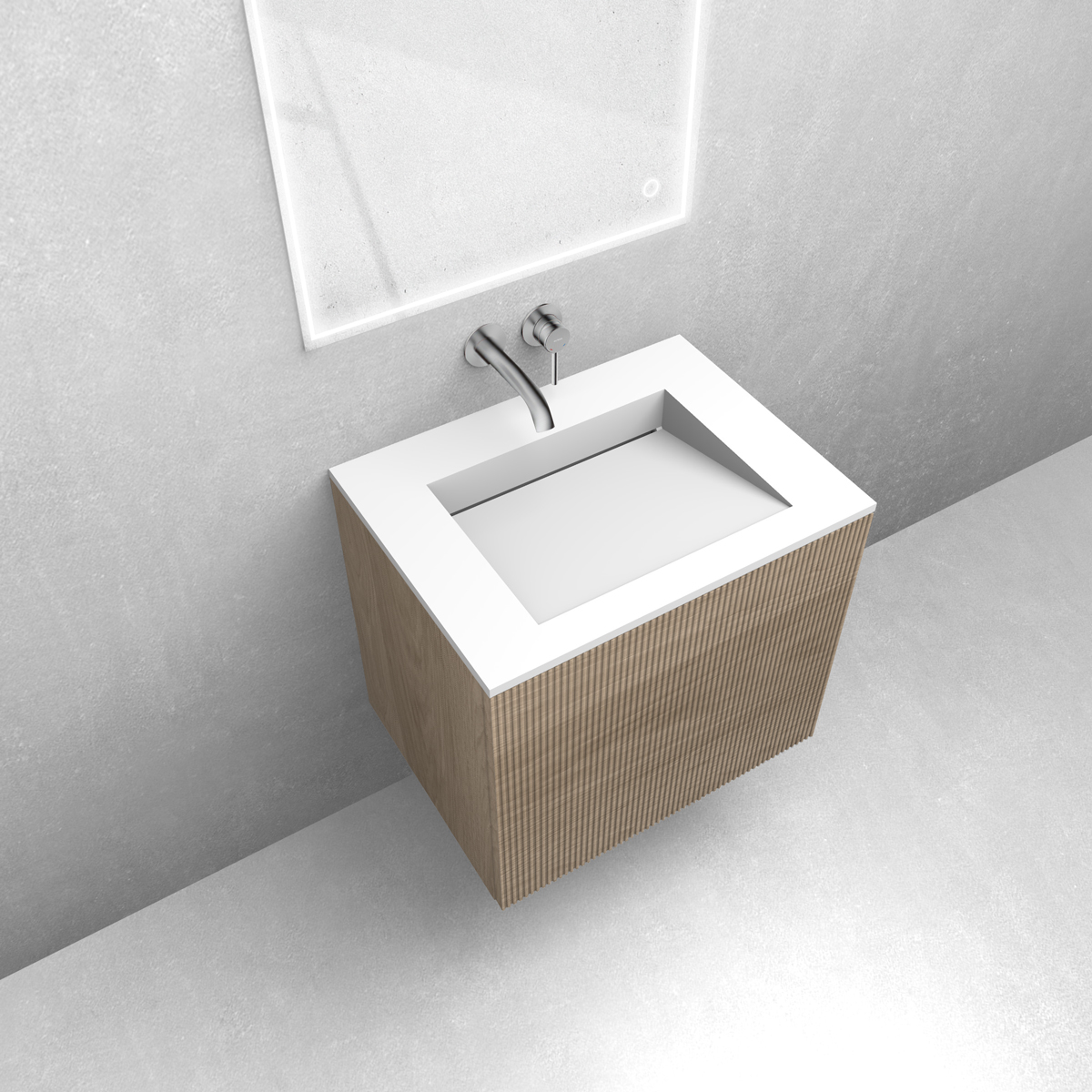 Zestaw Oltens Lun szafka podumywalkowa 60 cm z umywalką Stila LavaForm dąb/biały mat 68749060 - Wysyłka w 24h