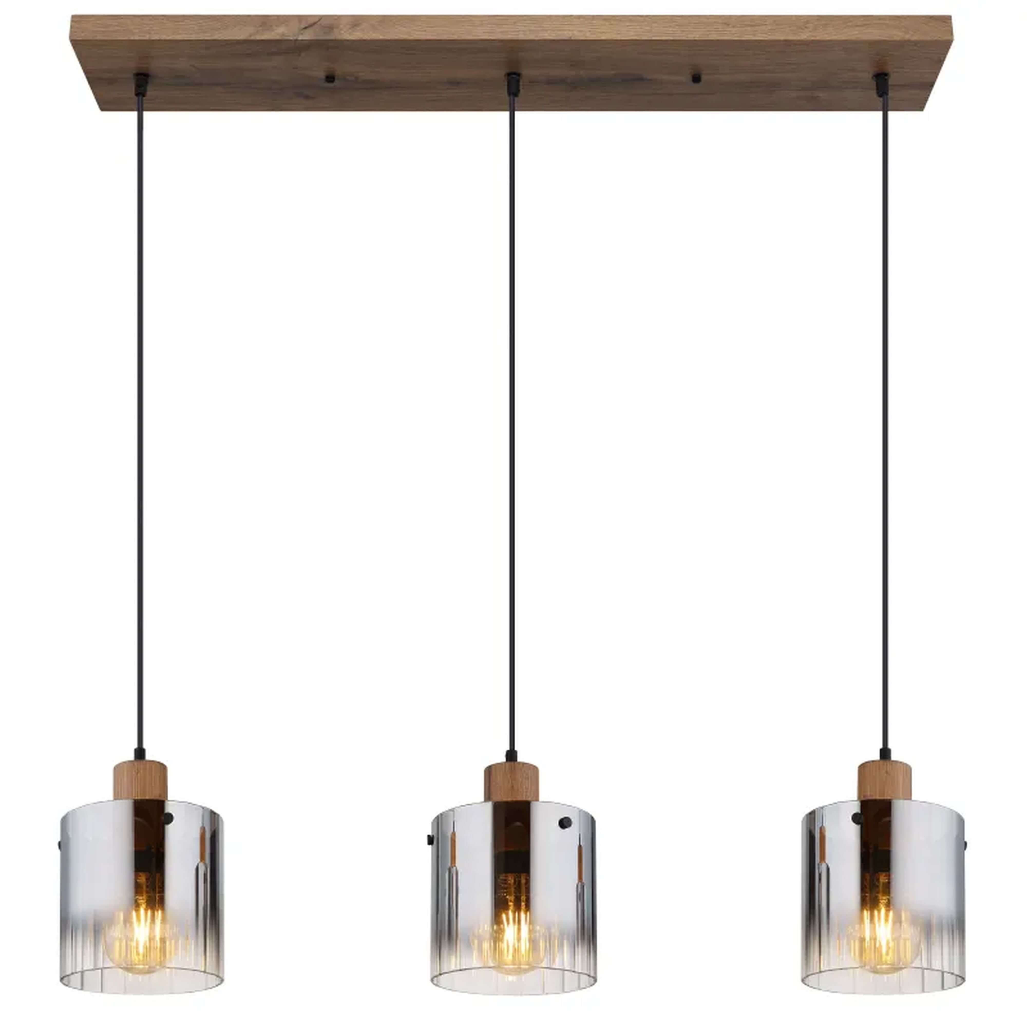Globo Lighting Underwood lampa wisząca 3x40 W przydymiona-drewno 15915-3H