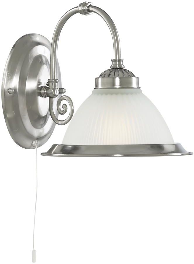 Searchlight American Diner kinkiet 1x60W srebrny/szkło białe 1041-1 - Wysyłka w 24h