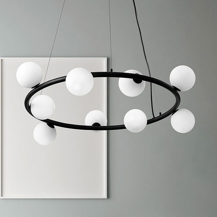 Miloox Pomi lampa wisząca 9x40W biała/czarna 1744.102