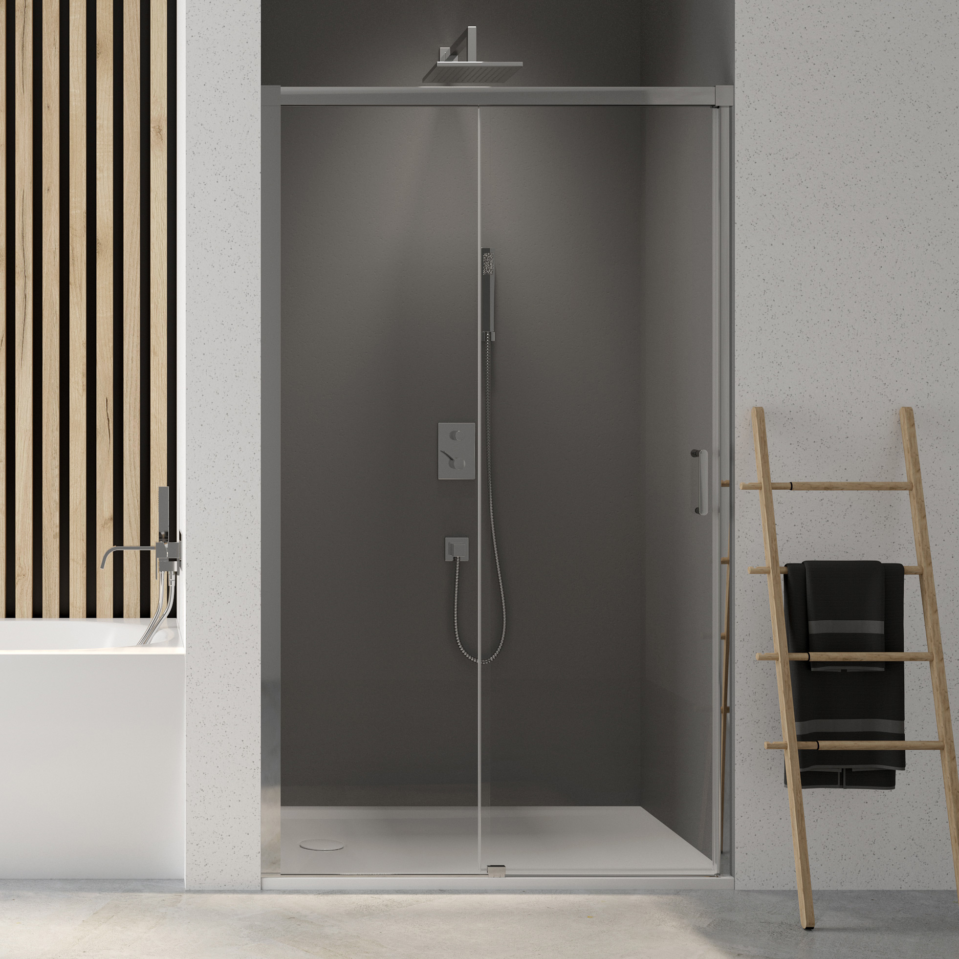 Sanplast Exa Line drzwi prysznicowe przesuwne D2/Exa Line-120-130 cm srebrny błyszczący/szkło przezroczyste 600-540-2530-38-401