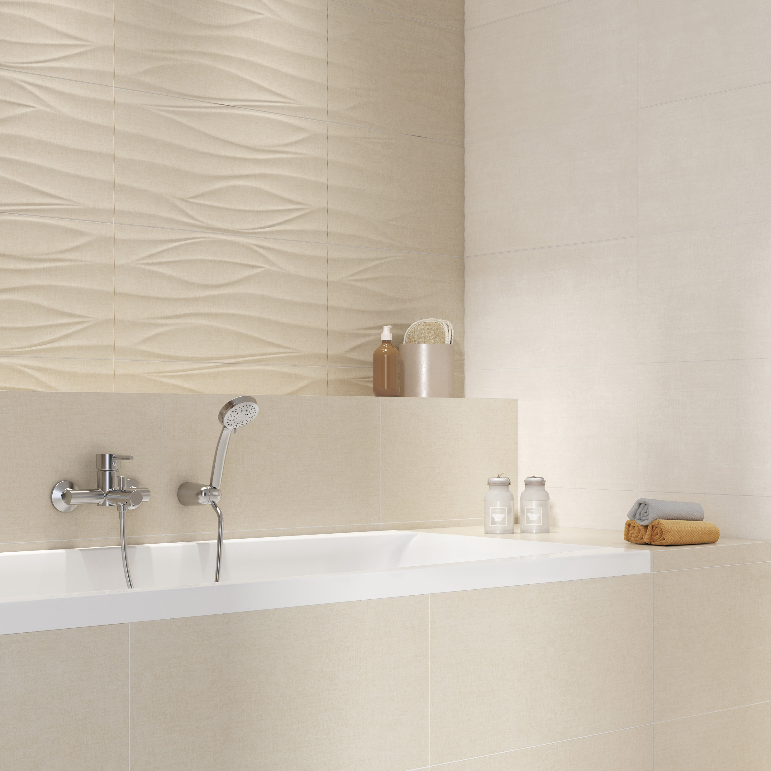 Cersanit Shiny Textile PS810 beige satin structure płytka ścienna 29,8x59,8 cm STR beżowy satynowy