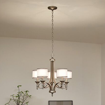 Elstead Lighting Lacey lampa wisząca 5x40 W antyczny pewter/biała KL-LACEY5-AP