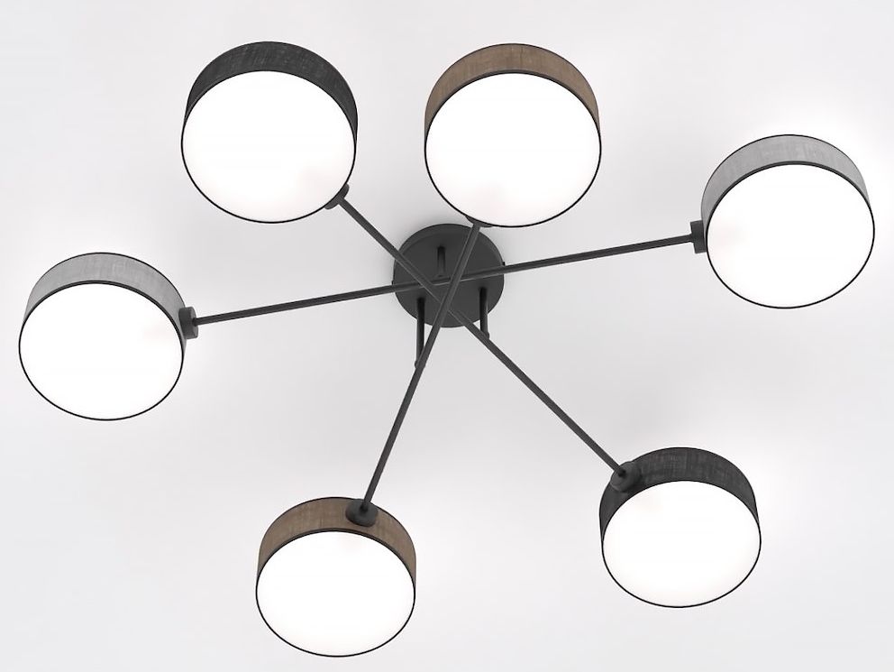 Darmowa Dostawa - Lampa podsufitowa 6x10 W czarna-szara-beżowa Emibig Maga 15726