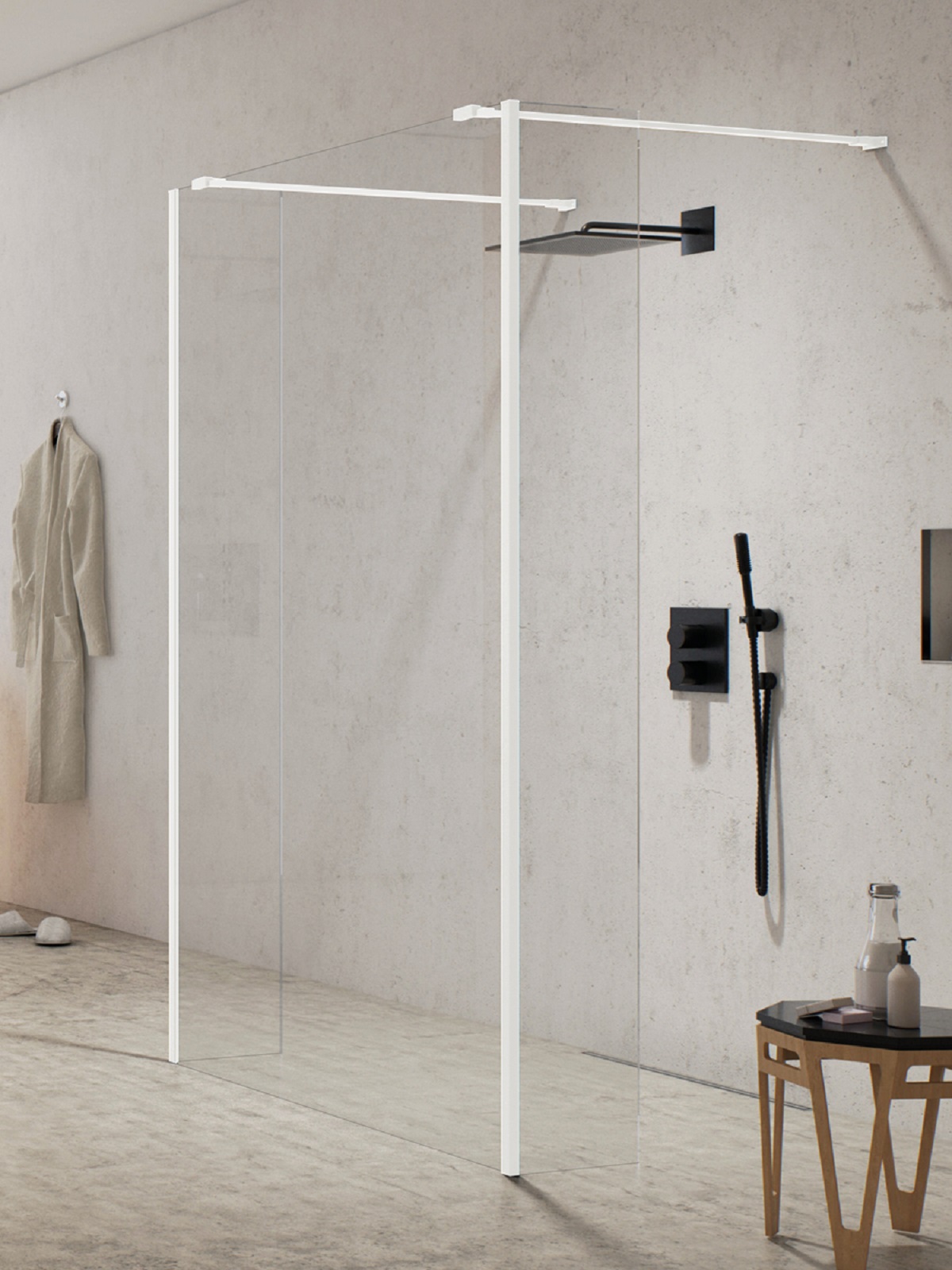 Darmowa Dostawa - Ścianka prysznicowa walk-in 100 cm biały mat/szkło przezroczyste New Trendy New Modus White EXK2272