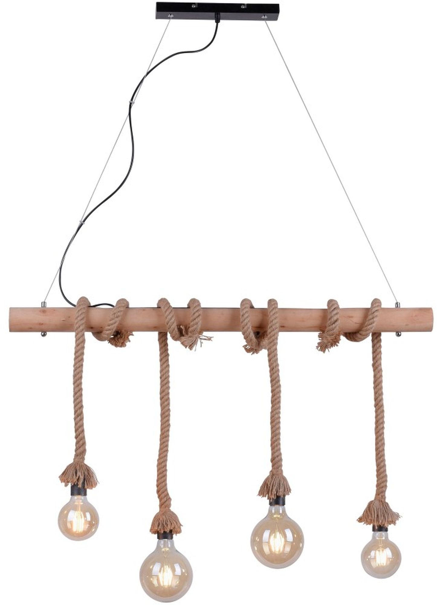 Darmowa Dostawa - Lampa wisząca 4x15 W czarna-drewno-brązowa Just Light Rope 1548318